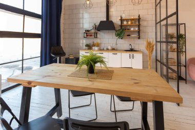 İskandinav tarzı lüks bir stüdyo dairesinin lüks modern tasarımı