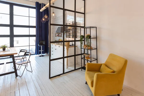Luxe Modern Design Van Een Gezellig Klein Scandinavisch Studio Appartement — Stockfoto