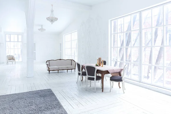 Ruang Tamu Yang Luas Dan Cerah Dengan Desain Modern Dengan — Stok Foto