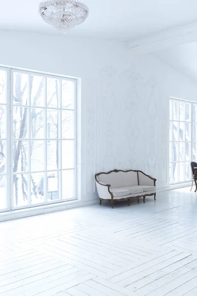 Sala Estar Espaçosa Luminosa Com Design Moderno Elegante Com Elementos — Fotografia de Stock