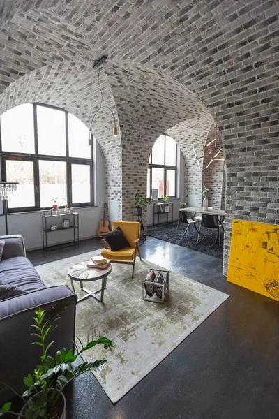Moderno Diseño Lujo Brutal Interior Apartamento Con Arcos Estilo Castillo — Foto de Stock