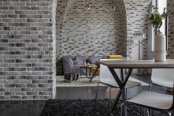 Design Moderno Lusso Appartamento Brutale Interno Con Archi Stile Castello — Foto Stock