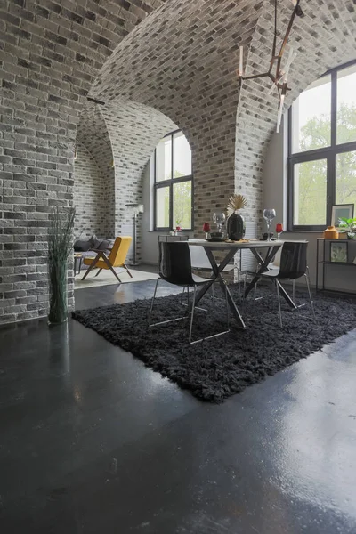 Modern Lyx Design Brutal Lägenhet Interiör Med Valv Stil Med — Stockfoto