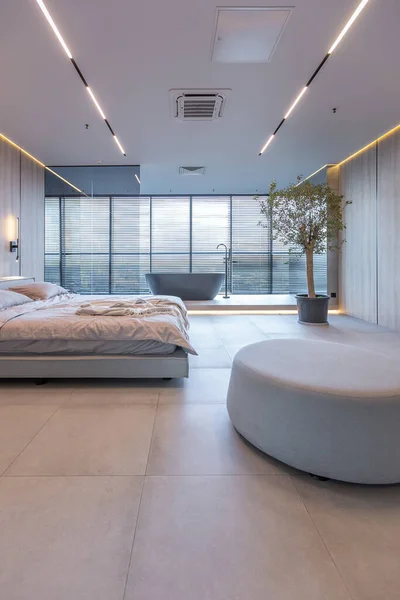 Interior Moderno Sala Design Suave Minimalista Estilo Japonês Cores Bege — Fotografia de Stock
