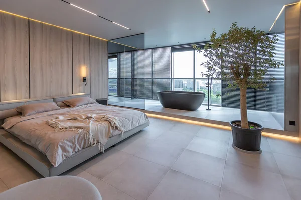 Moderno Diseño Minimalista Interior Habitación Diseño Suave Estilo Japonés Colores — Foto de Stock
