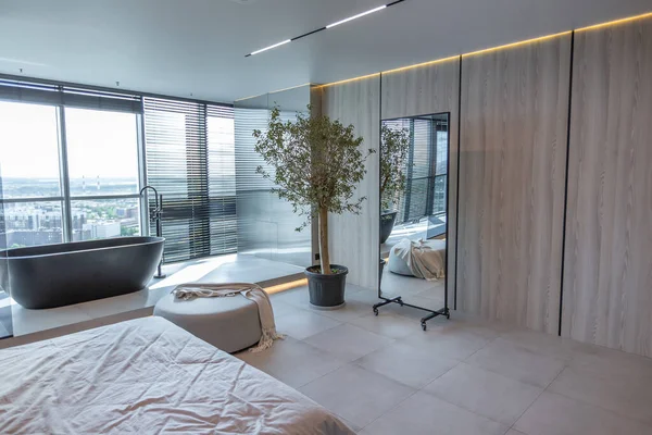 Moderno Diseño Minimalista Interior Habitación Diseño Suave Estilo Japonés Colores —  Fotos de Stock