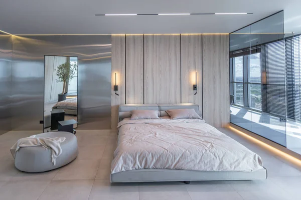 Modernes Minimalistisches Soft Design Schlafzimmereinrichtung Japanischem Stil Beige — Stockfoto