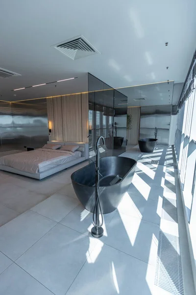 Interior Moderno Sala Design Suave Minimalista Estilo Japonês Cores Bege — Fotografia de Stock