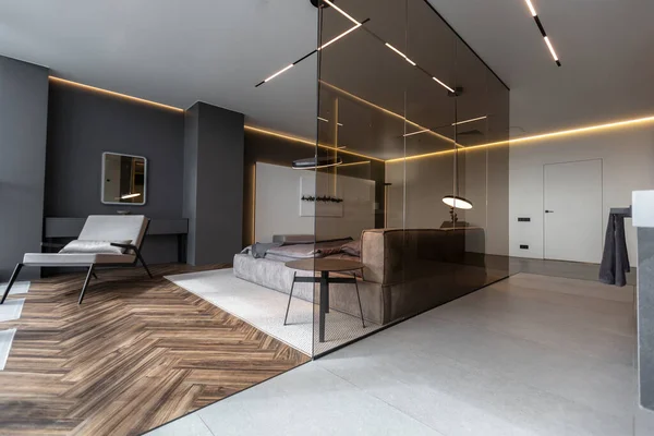 Modern Led Işıklandırmalı Şık Mobilyalı Prestijli Lüks Otelin Pahalı Tasarımı — Stok fotoğraf