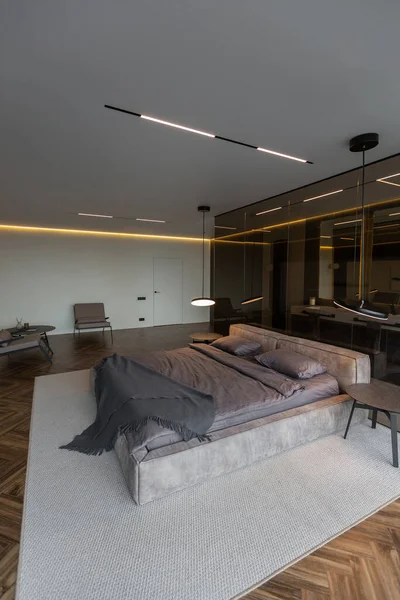 Cool Expensive Interior Design Room Prestigious Luxury Hotel Dark Tones — Stock Photo, Image