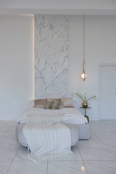 Close Bedroom View Boudoir Place Minimalistic Light Elegant Luxury Design — Φωτογραφία Αρχείου