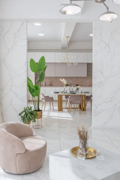 Design Interno Lusso Leggero Appartamento Moderno Stile Minimalista Con Finiture — Foto Stock