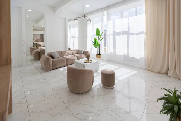 Diseño Interior Lujo Ligero Apartamento Moderno Estilo Minimalista Con Adornos — Foto de Stock