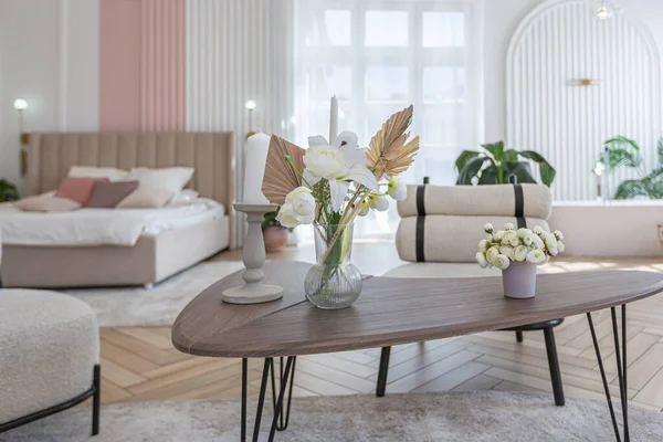 Spazioso Appartamento Pianta Aperta Con Elegante Design Moderno Luminoso Zona — Foto Stock
