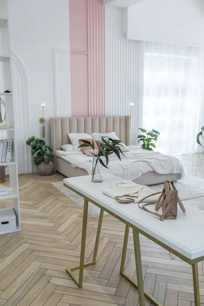 Rymlig Öppen Planlösning Lägenhet Med Snygg Modern Ljus Design Klädloge — Stockfoto
