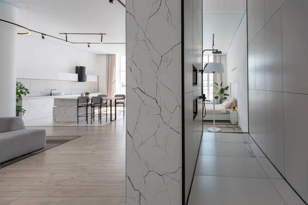 Modisch Stilvoller Duschbereich Minimalistisch Modernen Luxusdesign Eines Teuren Hauses Einem — Stockfoto