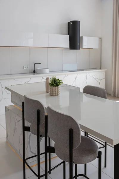 Cucina Zona Pranzo Con Alti Sgabelli Bar Design Moderno Lusso — Foto Stock