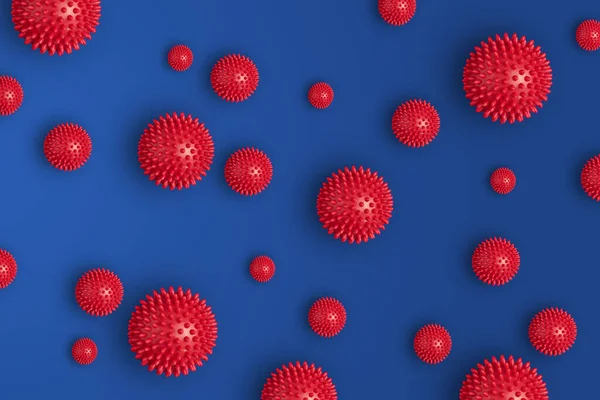 Abstract Background Red Balls Blue Covid Virus Pandemic Protection Concept — Stock Photo, Image