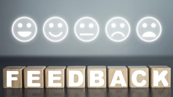 Evaluatie Tevredenheidsconcept Feedback Emoji Gezicht Van Uitstekend Naar Arm Close — Stockfoto