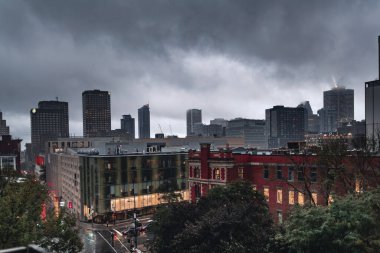 Montreal 'in şehir merkezinin havadan görüntüsü