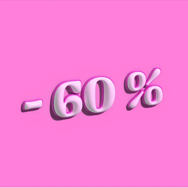 Kara Cuma indirimli afişte% 60 indirim var. Özel fiyat etiketi 3D stili. Pembe ve beyaz vektör çizimi
