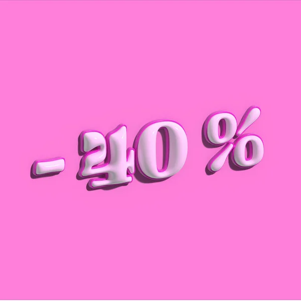 Kara Cuma indirimli afişte% 40 indirim var. Özel fiyat etiketi 3D stili. Pembe ve beyaz vektör çizimi