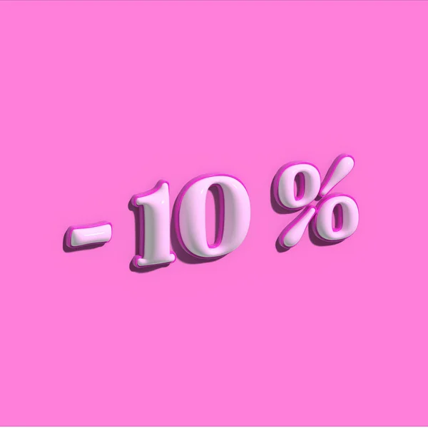 Kara Cuma indirimli afişte% 10 indirim var. Özel fiyat etiketi 3D stili. Pembe ve beyaz vektör çizimi