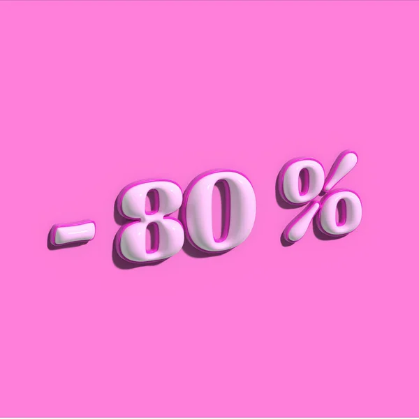 Kara Cuma indirimli afişte% 80 indirim var. Özel fiyat etiketi 3D stili. Pembe ve beyaz vektör çizimi