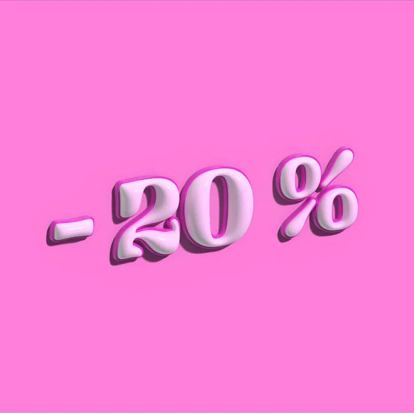 Kara Cuma indirimli afişte% 20 indirim var. Özel fiyat etiketi 3D stili. Pembe ve beyaz vektör çizimi