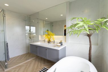modern banyo lavabo ve ayna