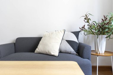 Masadaki kanepe, arka planda lamba var..