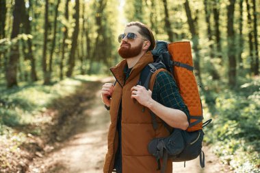 Sakallı adam gündüz vakti ormandadır..