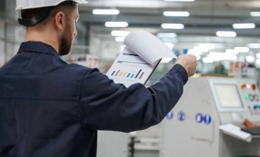 Belgelerin sayfalarını çeviriyorum. Fabrika işçisi kasketli bir şekilde içeride..