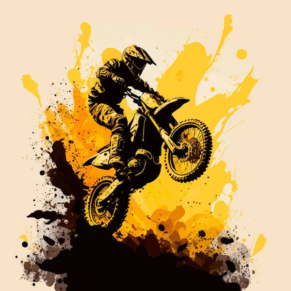 motocross jump black and yellow dirt background illustration