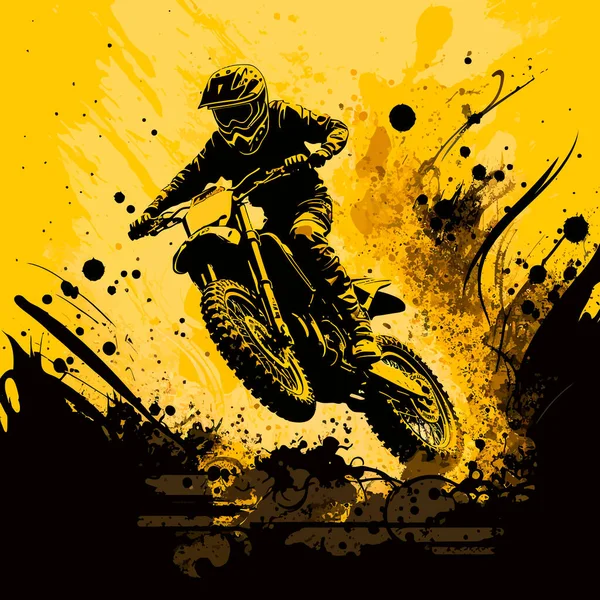 motocross jump black and yellow dirt background illustration
