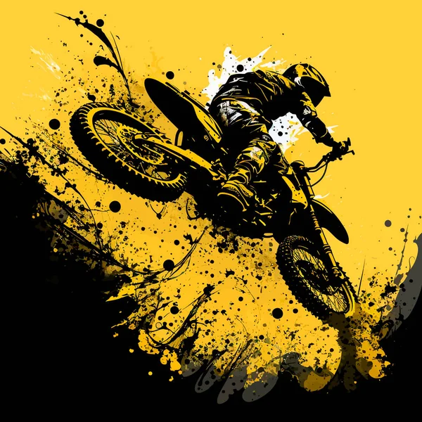 motocross jump black and yellow dirt background illustration