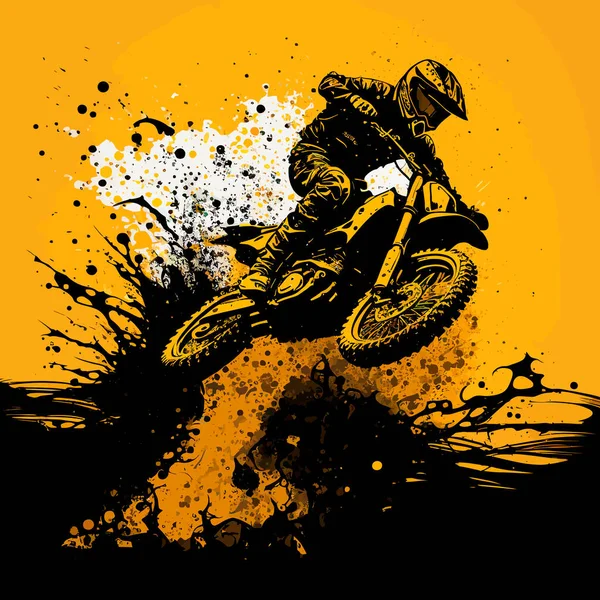 ilustração de motocross com um piloto andando de bicicleta pela