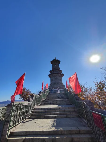 Goudene Herfst Rood Vel Zonsondergang Van Beijing — Stockfoto