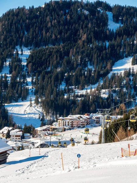 Panoramisch Uitzicht Stad Winter Resort Ladis Fiss Serfaus Skigebied Tirol — Stockfoto