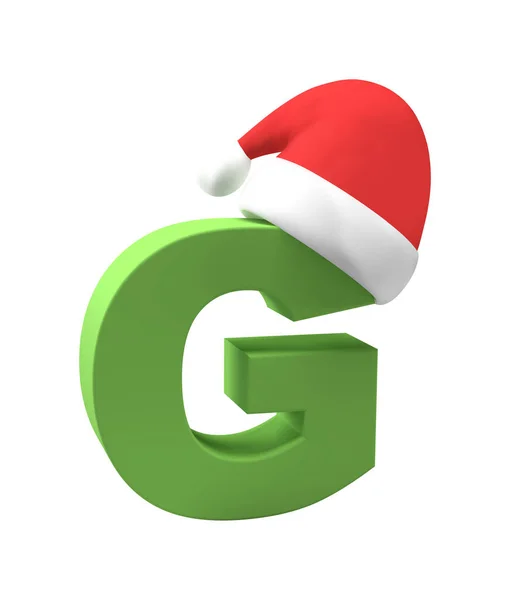 Carta Natal Verde Com Chapéu Papai Noel Fundo Isolado Ideia — Fotografia de Stock