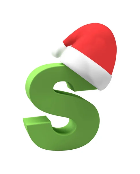 Carta Natal Verde Com Chapéu Papai Noel Fundo Isolado Ideia — Fotografia de Stock