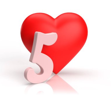 Heart number four or 4 for valentine's day or anniversary. An digit idea for a banner or card for love. 3d rendering