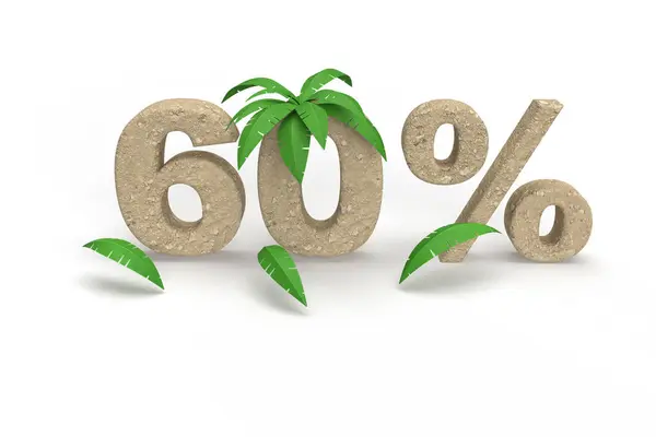 Yaz tatili için palmiye ağaçlarıyla birlikte kumdan yapılmış yüzde 60. Banner başlık fikri. 3d renderin