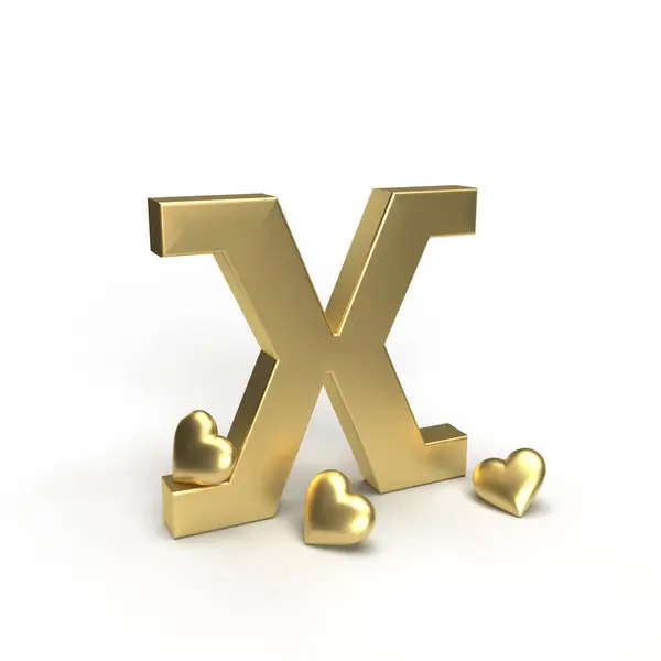 Carta Ouro Alfabeto Com Corações Sua Volta Idéia Para — Fotografia de Stock
