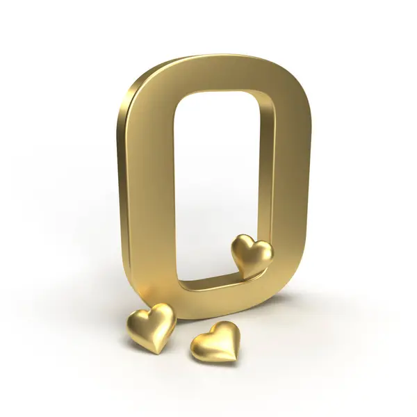 Carta Ouro Alfabeto Com Corações Sua Volta Idéia Para — Fotografia de Stock