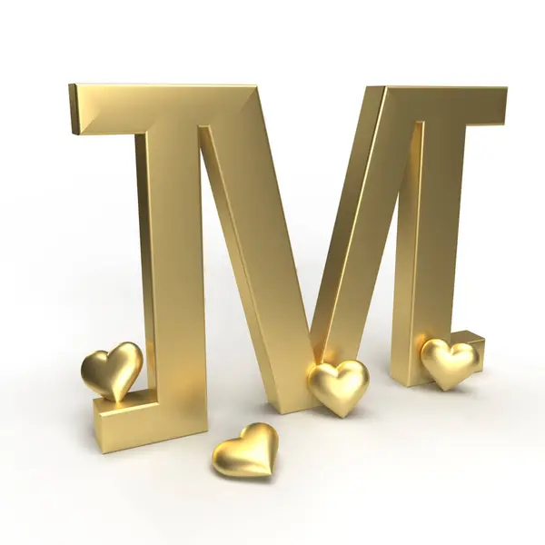 Carta Dourada Alfabeto Com Corações Sua Volta Idéia Para — Fotografia de Stock