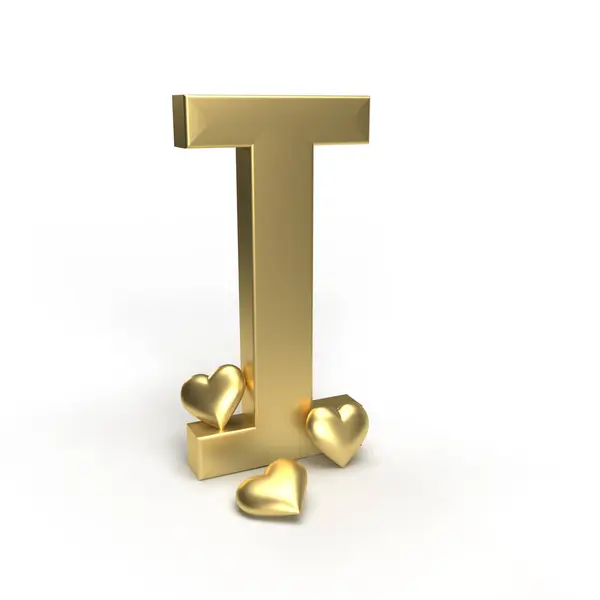 Letra Dourada Alfabeto Com Corações Sua Volta Idéia Para — Fotografia de Stock