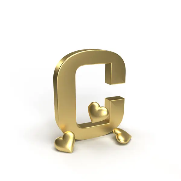 Gouden Letter Van Het Alfabet Met Harten Eromheen Idee Voor Stockafbeelding