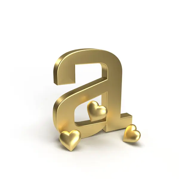 Carta Dourada Alfabeto Com Corações Sua Volta Idéia Para Imagens Royalty-Free