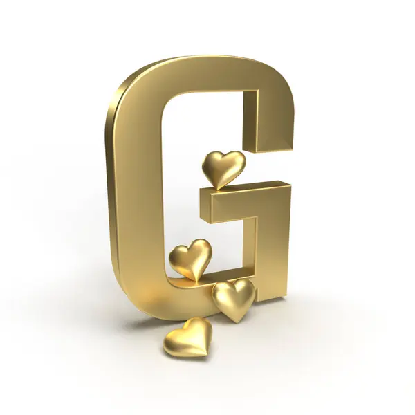 ゴールドレターG アルファベットのゴールドレター その周りのハート Vaのためのアイデア ロイヤリティフリーのストック写真